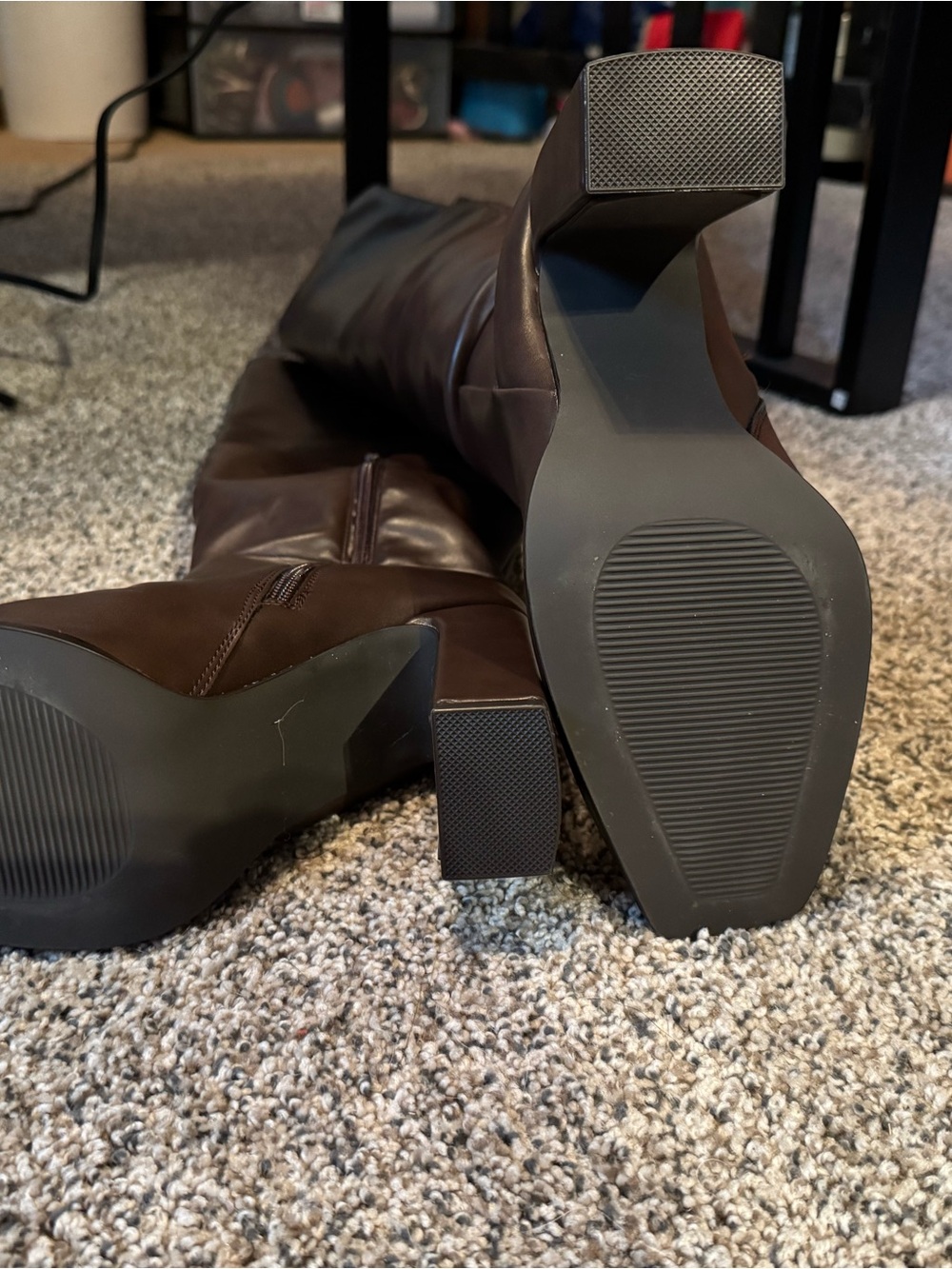 JustFab Dark Brown Over-the-Knee Block Heel Boots